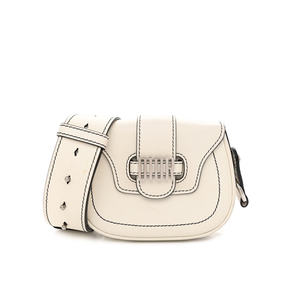Dior D-Fence Saddle Crossbody Bag in Leather Color Latte Size Small